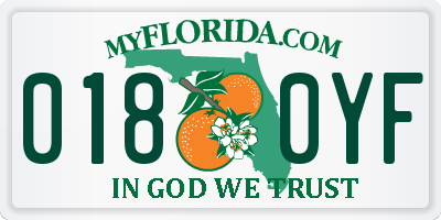 FL license plate 0180YF
