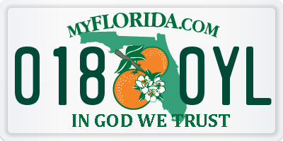 FL license plate 0180YL