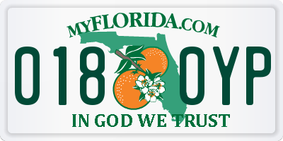 FL license plate 0180YP