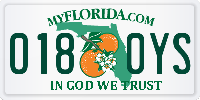 FL license plate 0180YS