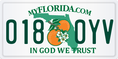 FL license plate 0180YV