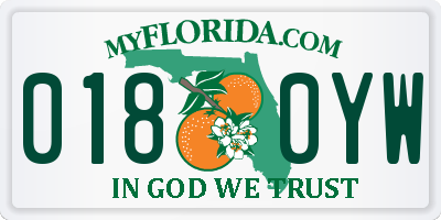 FL license plate 0180YW