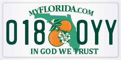 FL license plate 0180YY