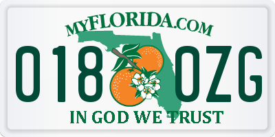 FL license plate 0180ZG