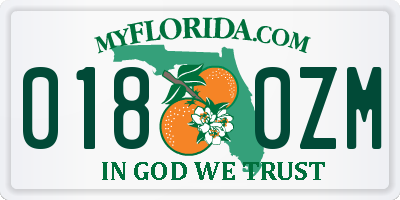 FL license plate 0180ZM