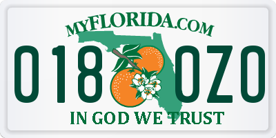FL license plate 0180ZO