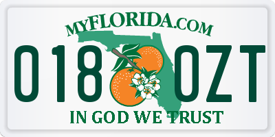 FL license plate 0180ZT