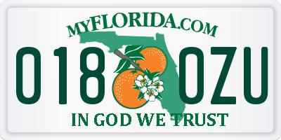 FL license plate 0180ZU