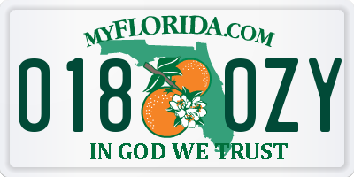 FL license plate 0180ZY