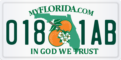 FL license plate 0181AB