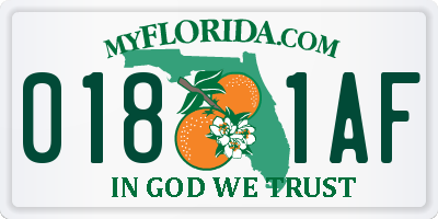 FL license plate 0181AF