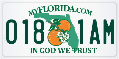 FL license plate 0181AM