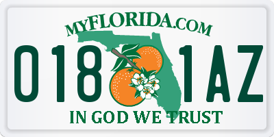 FL license plate 0181AZ