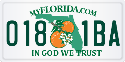 FL license plate 0181BA