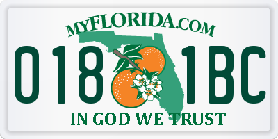 FL license plate 0181BC