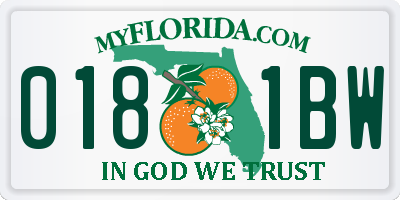FL license plate 0181BW