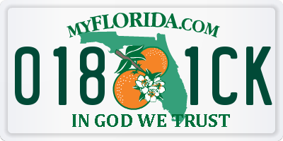 FL license plate 0181CK