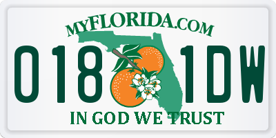 FL license plate 0181DW