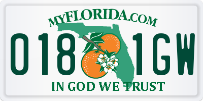 FL license plate 0181GW