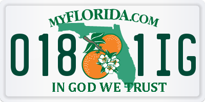 FL license plate 0181IG