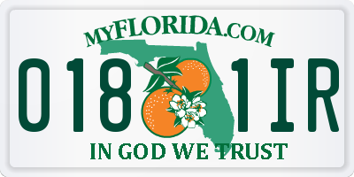 FL license plate 0181IR