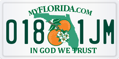 FL license plate 0181JM