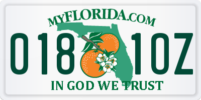 FL license plate 0181OZ