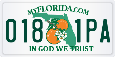 FL license plate 0181PA