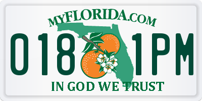 FL license plate 0181PM