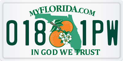 FL license plate 0181PW