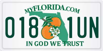 FL license plate 0181UN