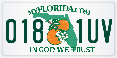 FL license plate 0181UV