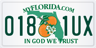 FL license plate 0181UX
