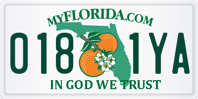 FL license plate 0181YA