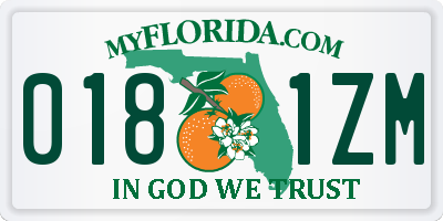 FL license plate 0181ZM