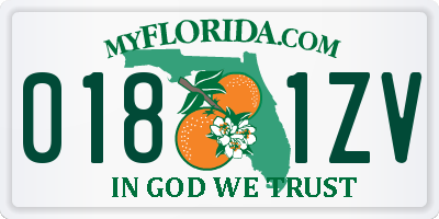FL license plate 0181ZV