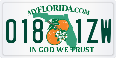 FL license plate 0181ZW
