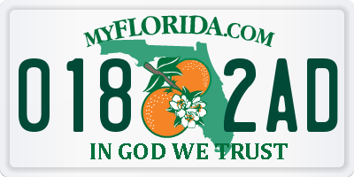 FL license plate 0182AD
