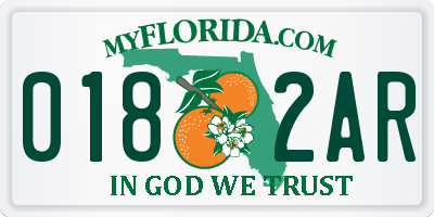 FL license plate 0182AR