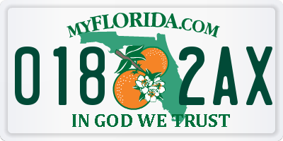 FL license plate 0182AX