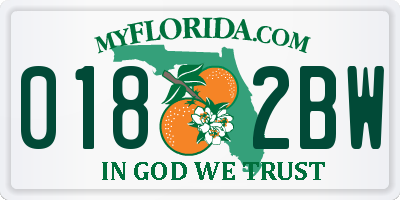 FL license plate 0182BW