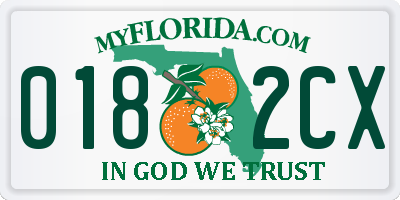 FL license plate 0182CX