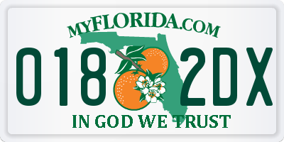 FL license plate 0182DX