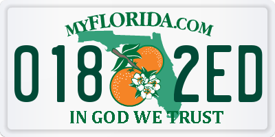 FL license plate 0182ED
