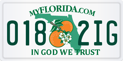 FL license plate 0182IG