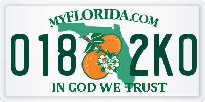 FL license plate 0182KO