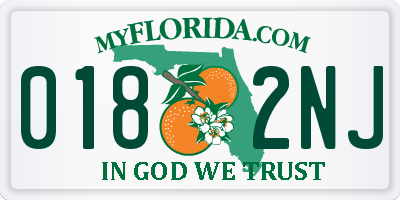 FL license plate 0182NJ