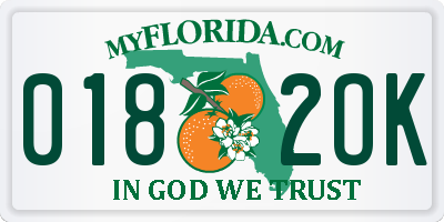 FL license plate 0182OK