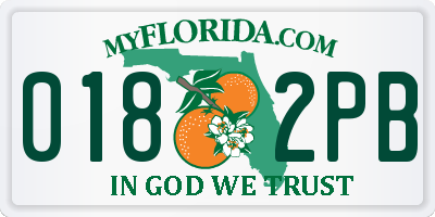 FL license plate 0182PB