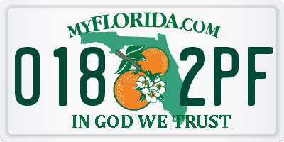 FL license plate 0182PF